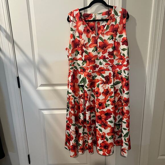 NWT Calvin Klein 16W 1X Floral-Print A-Line Dress - Picture 4 of 7